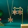 Christmas Colorful Rhinestone Imitation Pearl Snowflake Necklace Earring Set For Women Men Xmas Jewelry Set Holiday Party Gift