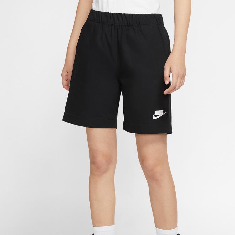 Nike Sportswear NSW Elastic Waist Woven Straight-Leg Shorts Women Bottoms Black CZ1428-010