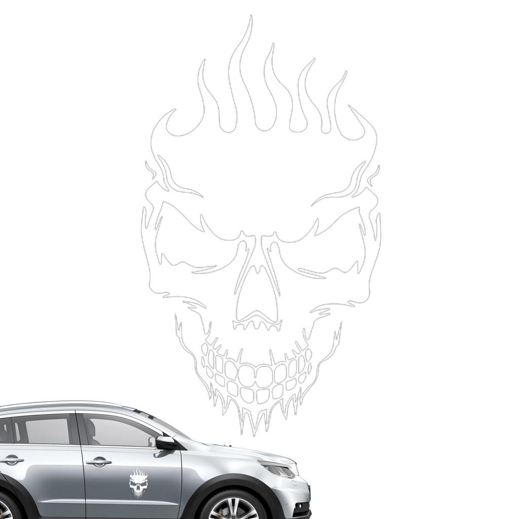 Auto Sticker Flame Skull Head Hood Car Paste Side Door Car Paste Flame Skull