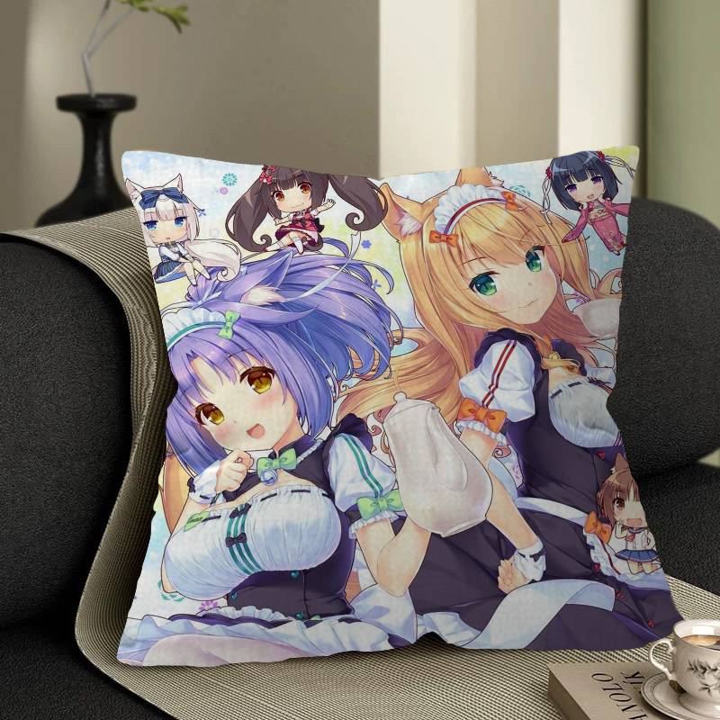 Nekopara Cat Girl Stitch Lucky Dragon Pillow Cover Sofa Cushion Cover Home Room Decoration Children Gift