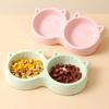 Cat Feeder Accessories Pet Supplies Pet Cat Double Bowl Material Cartoon Cat Face Shape Food Water Feeding Bowl Non-slip Puppy