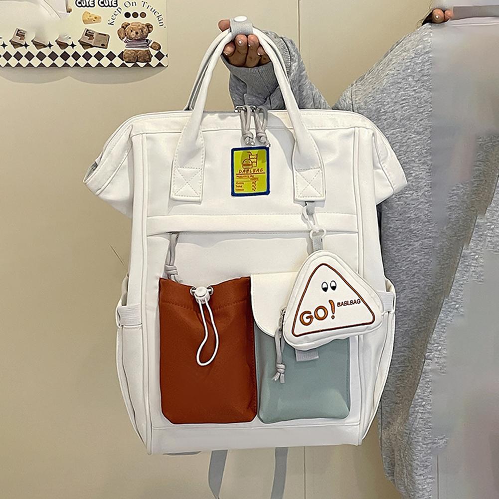 

Женский простой студенческий рюкзак с подвеской Kawaii Повседневный рюкзак с регулируемым ремнем Маленький дорожный рюкзак Студенческий повседневный рюкзак