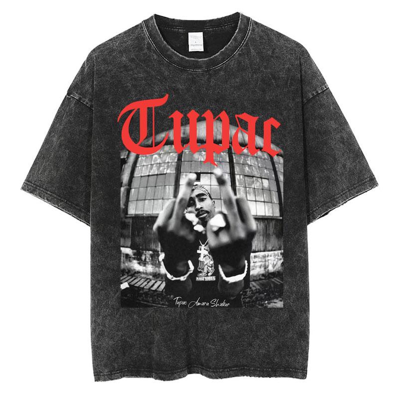Raperis Tupac 2pac Vintage Mazgātas T-krekli