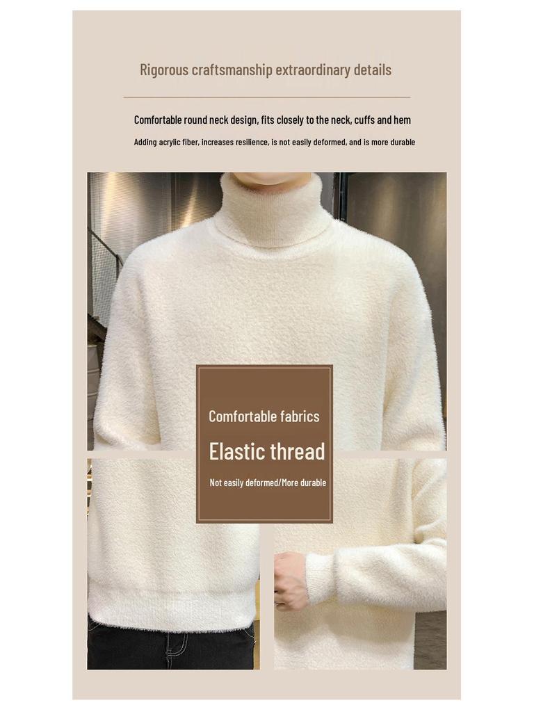 Unisex Mink Velvet Turtleneck Sweater – Winter Warm, Thick Plush Base Layer for Men and Women