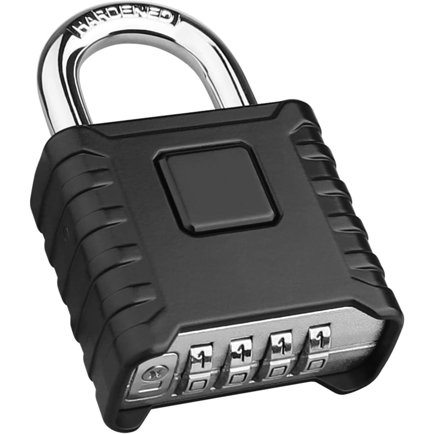 Heavy Duty Combination Padlock, Large Outdoor Padlock [One-Touch Unlocking] High Security Weatherproof, Design of Hidden Password Suitable for Locker чёрный