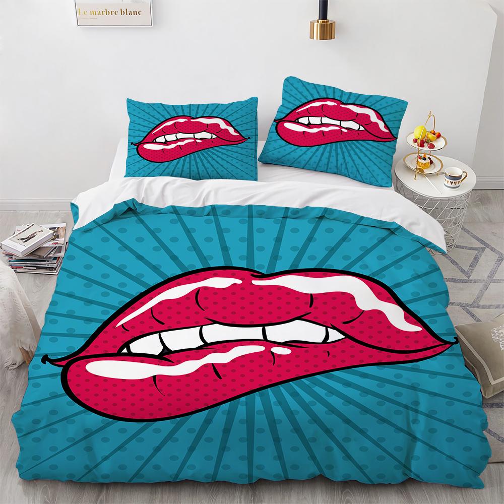 New Bedding Set Adults Winter Quilt Cover Sets Sexy Lips Home Textile Bed Linens Bedroom Comforter Set Duvet Cover 3d King Size