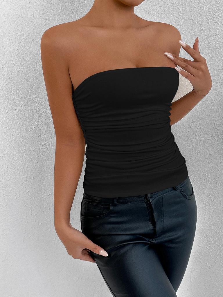 Summer Bestseller: Women's Sexy Solid Color Slim Fit Bandeau Top - Super Short Spicy Girl Style