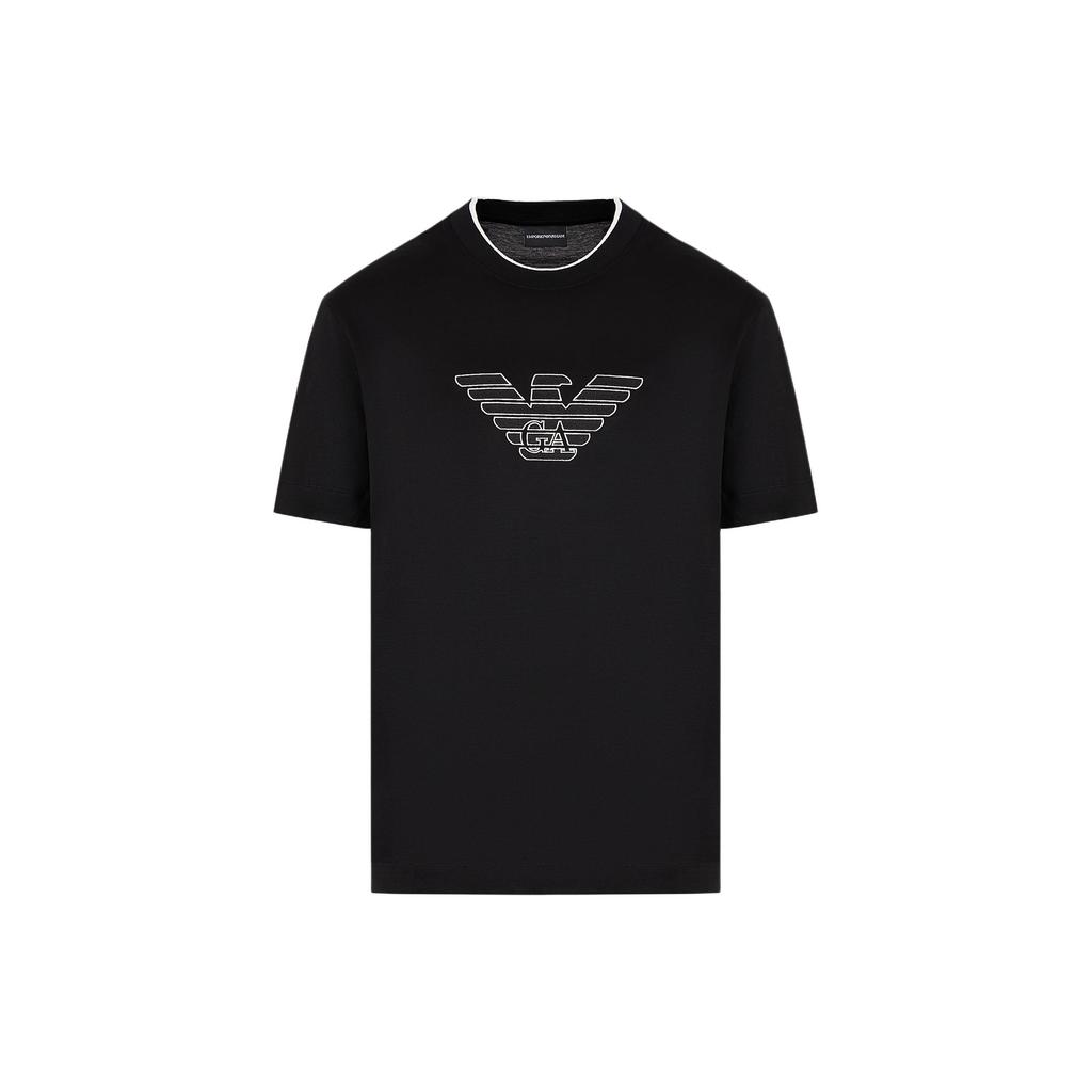EMPORIO ARMANI Lyocell blend Jersey T shirt With Asv Logo Raised Embroidery 3D1TD4-1JUVZ-09R0