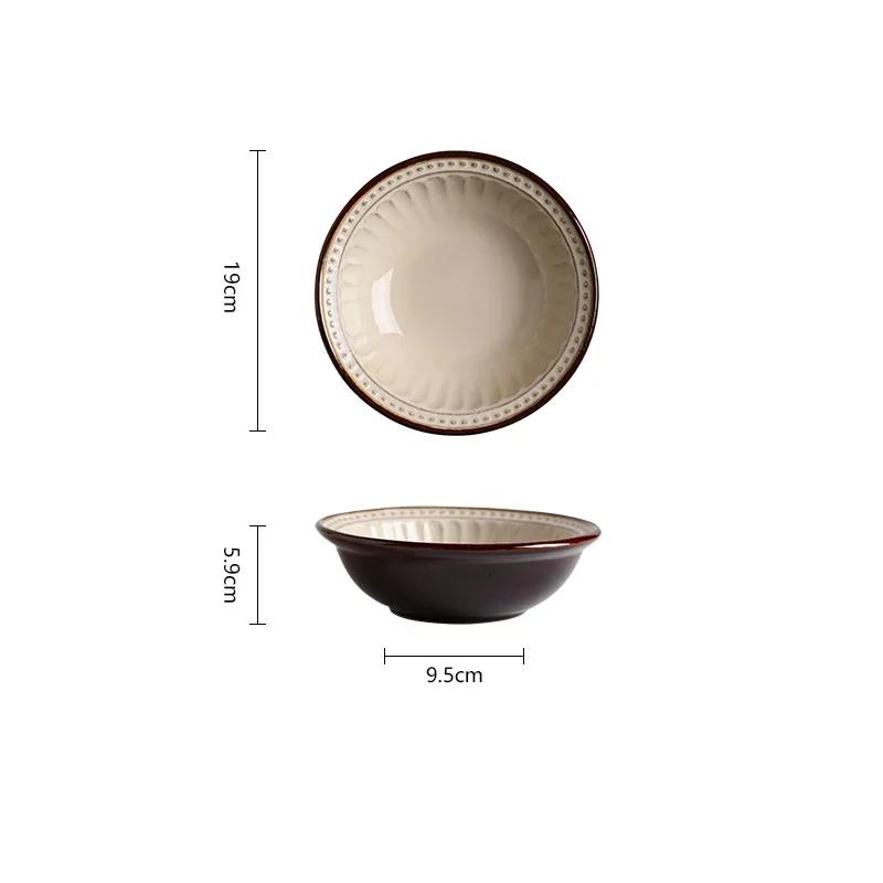Vintage Circular Ceramic Plates Light Luxury Restaurant Pasta Salad Plate Delicious Dishes Dining Plate Exquisite Home Tableware