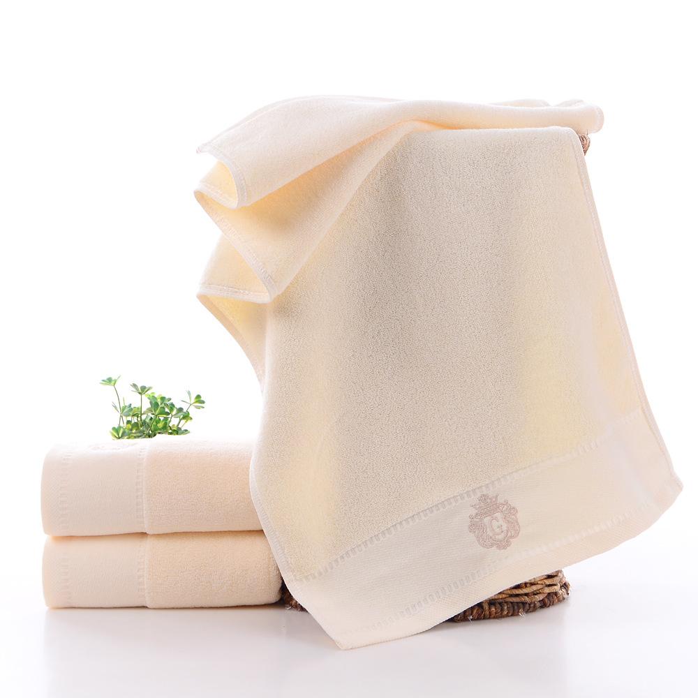 

Pure cotton towel thickened adult couple face towel solid color towel bath towel embroidered business towel 35*75 світло-жовтого кольору