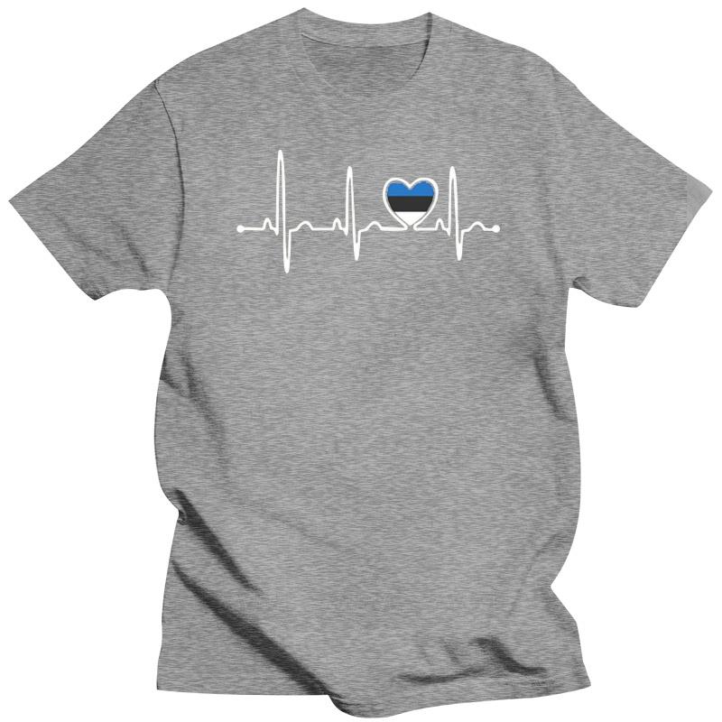 

Brand casual tee-shirt Printed Estonia Country Flag Heartbeat Pride Tshirt Letters Classic Basic Solid Novelty Boy Girl T Shirts 4XL