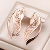 New Trend Glossy Dangle Earring For Women Rose Gold Color Unusual Hollow Ethnic Bride Drop Earrings Daily Fine Jewelry