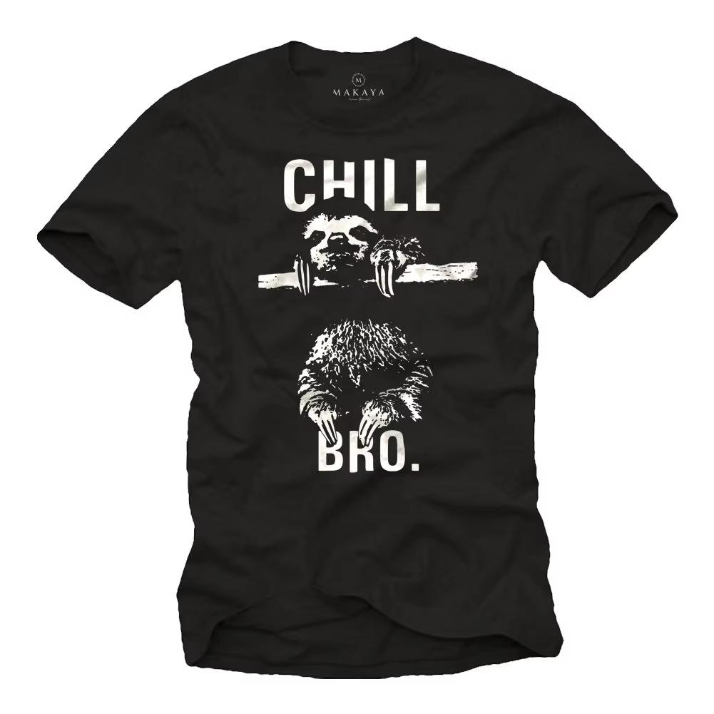 

Крутая футболка Makaya Swag с ленивцем Chill Bro Унисекс Футболка Женская Модная Футболка Милые Топы S