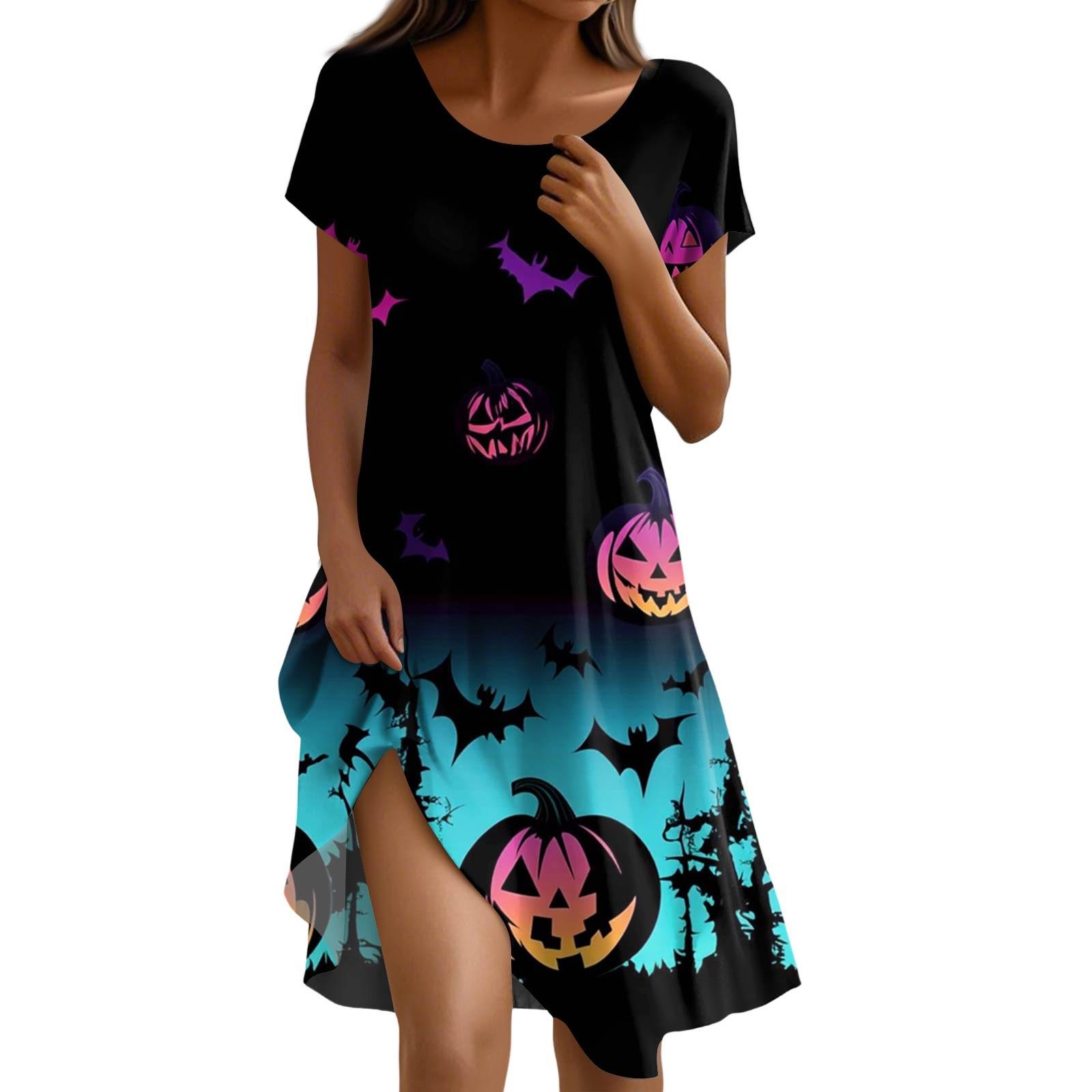 

Платье с коротким рукавом для женщин, повседневное, свободного кроя, летний сарафан, платье с принтом и карманами M