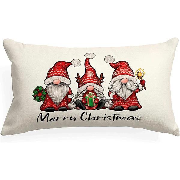 New Christmas Style Simple Letter Double-sided Printed Linen Pillow for Home Decoration, Sofa Waist Pillowcase