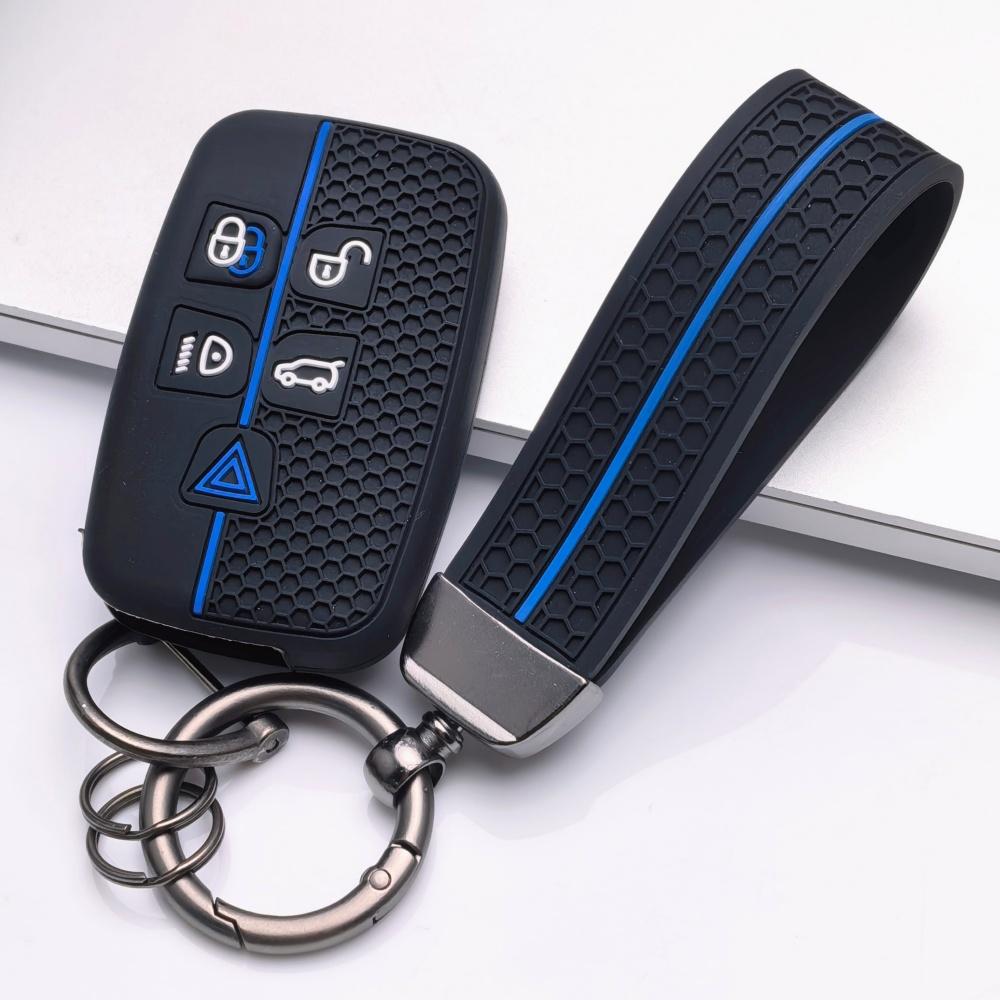 Silicone Key Fob Cover with keychain for Land Rover Range Rover Evoque Discovery Sport Jaguar XE XF XJ F-Pace F-Type Soft Protective Key Case Fits 5 чёрный