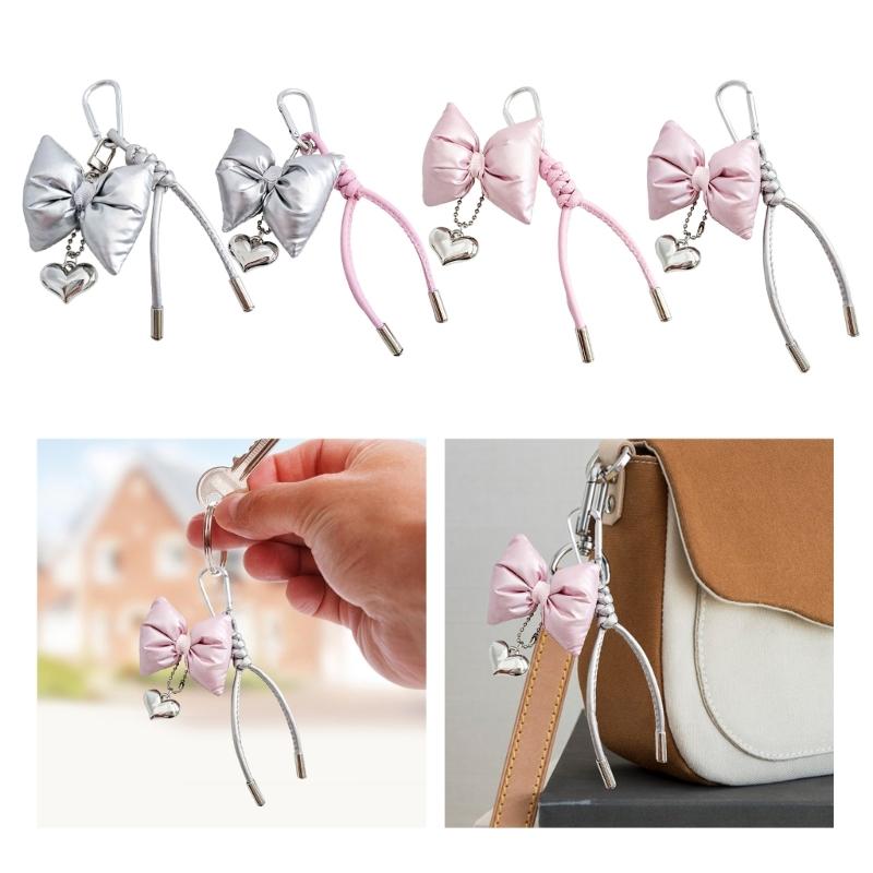Stylish Heart Bowknot Keychain Pendant Suitable for Women's Handbags Phone Case Purses Adding Style to Your Accessories