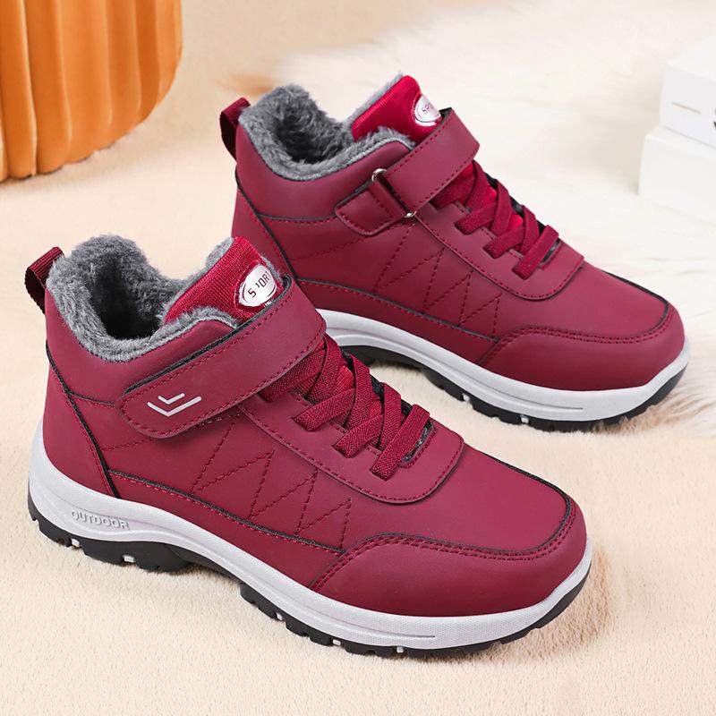 Cotton Shoes, Large-sized Snow Boots, Walking Shoes, Fleece and Thickened Cotton Shoes, Velcro Women's Boots