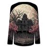 Women's Fashion Casual Round Neck Three-quarter Sleeve Halloween Printed T-shirt Top