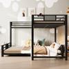 L-förmiges Metall-Etagenbett 90x200 über 140x200, Schwarz