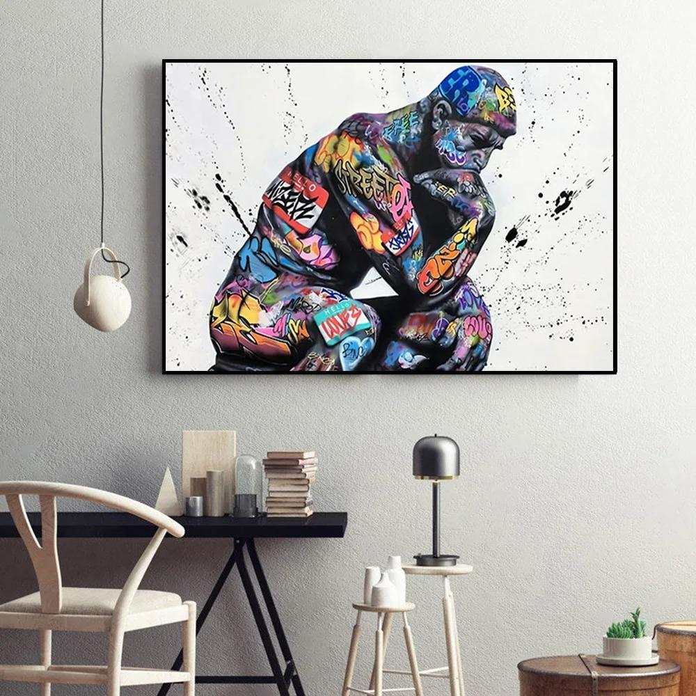 Street Graffiti Abstract Wall Art Poster Sneakers Gestures Love Hearts Lips Pop Mural Modern Home Decor Canvas Pictures Prints