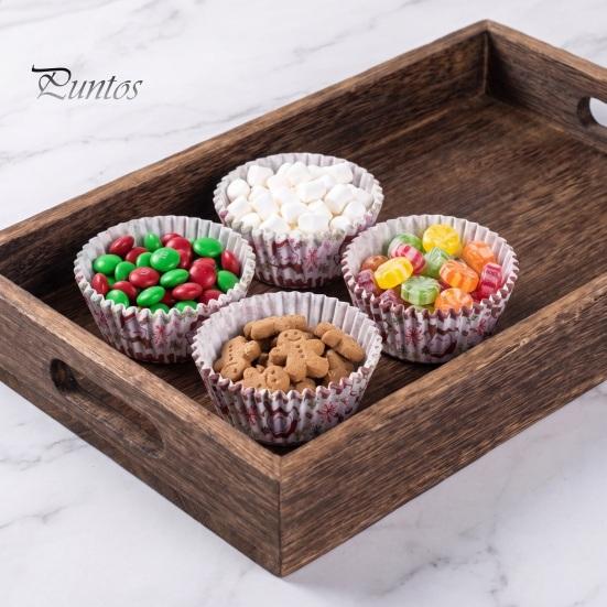 Snowflake Pattern Cupcake Cups 100PCS Christmas Liners, Food Grade Greaseproof Baking Cups, Festive Holiday Paper Molds Patterns Print Round Trays for