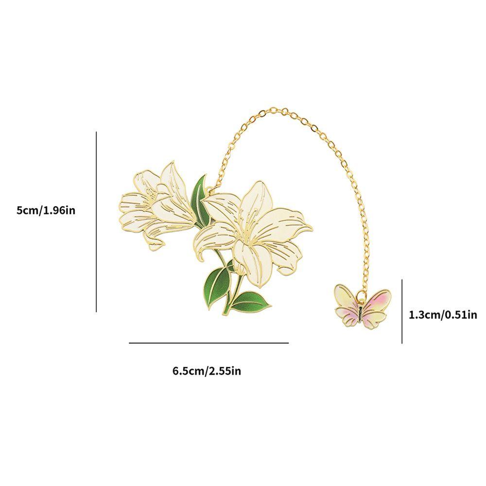 Creative Metal Lotus Flower Bookmark Painted Pendant Brass Bookmark Tassel Chinese Style Reading Markers Stationery