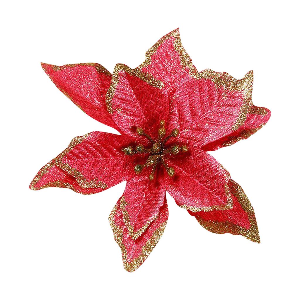 Glitter Christmas Flower Artificial Flowers Merry Christmas Decorations Home Xmas Tree Ornaments 12pcs