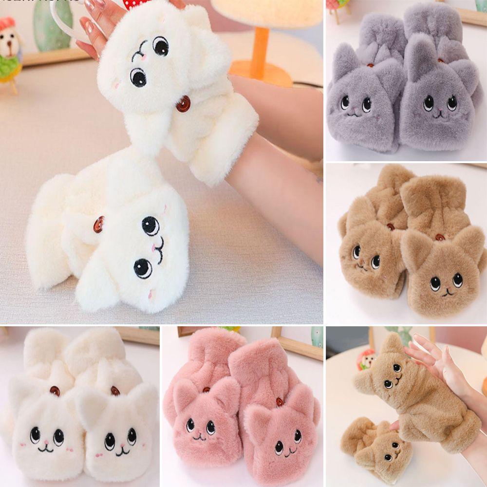 Fashion Soft Touch screen Gloves Half finger Plush Thick Warm Mittens Faux Rabbit Hair Gloves