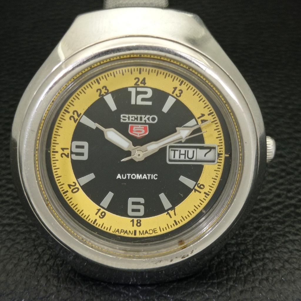 GEBRAUCHTE VINTAGE SEIKO 5 AUTOMATIK 6319A JAPAN HERREN SCHWARZES ZIFFERBLATT UHR a433808-2