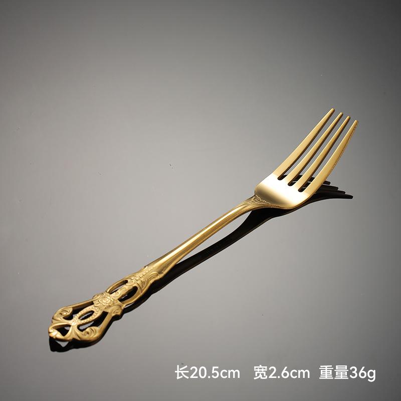 Stainless steel Royal Court series Western food knife, fork and spoon Hollow handle Golden gift 5-piece set Main meal spoon