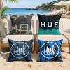 HHuf Fahion Logo Cushion Cover Silky Short Plush Invisible Zipper Dustproof Sofa Pillow Case For Home Decor