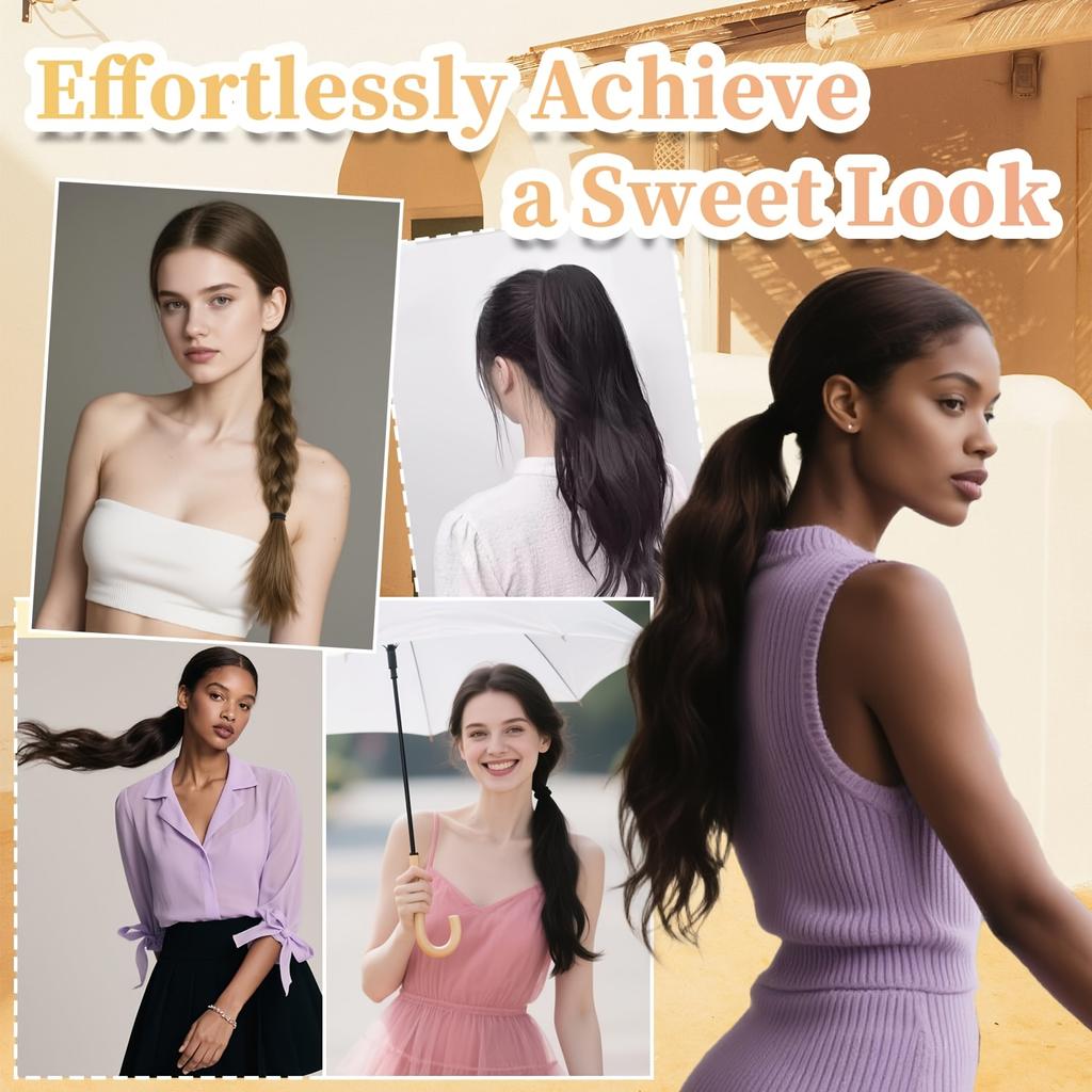 18 Zoll Lockiger Pferdeschwanz-Aufsatz mit elastischem Band Widerstandsfähiges Synthetisches Gewelltes Haarteil Pferdeschwanz-Haarverlängerungen Welle Falscher Pferdeschwanz Haarteile