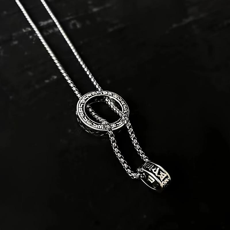A set of double-ring pendant necklaces with six artistic and fashionable words is suitable for both men and women as a personalized and versatile