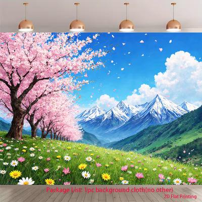 2D Japanische Kirschblüten-Kulisse, Natur-Landschaft Wanddekor
