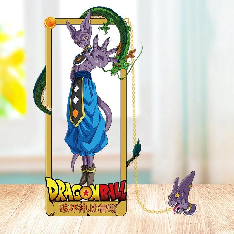 Anime Dragon Ball Son Goku Metal Book Marks Cartoon Vegeta Beerus Action Figures Collection Card Bookmarks Toys Children Gifts