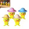 Compact Ornament for Monitor Stand 4Pcs 3D Printed Angry Duck Figurines, Mini Grumpy with Straw Hat, Collectible Figurine Desk Enthusiasts Cute