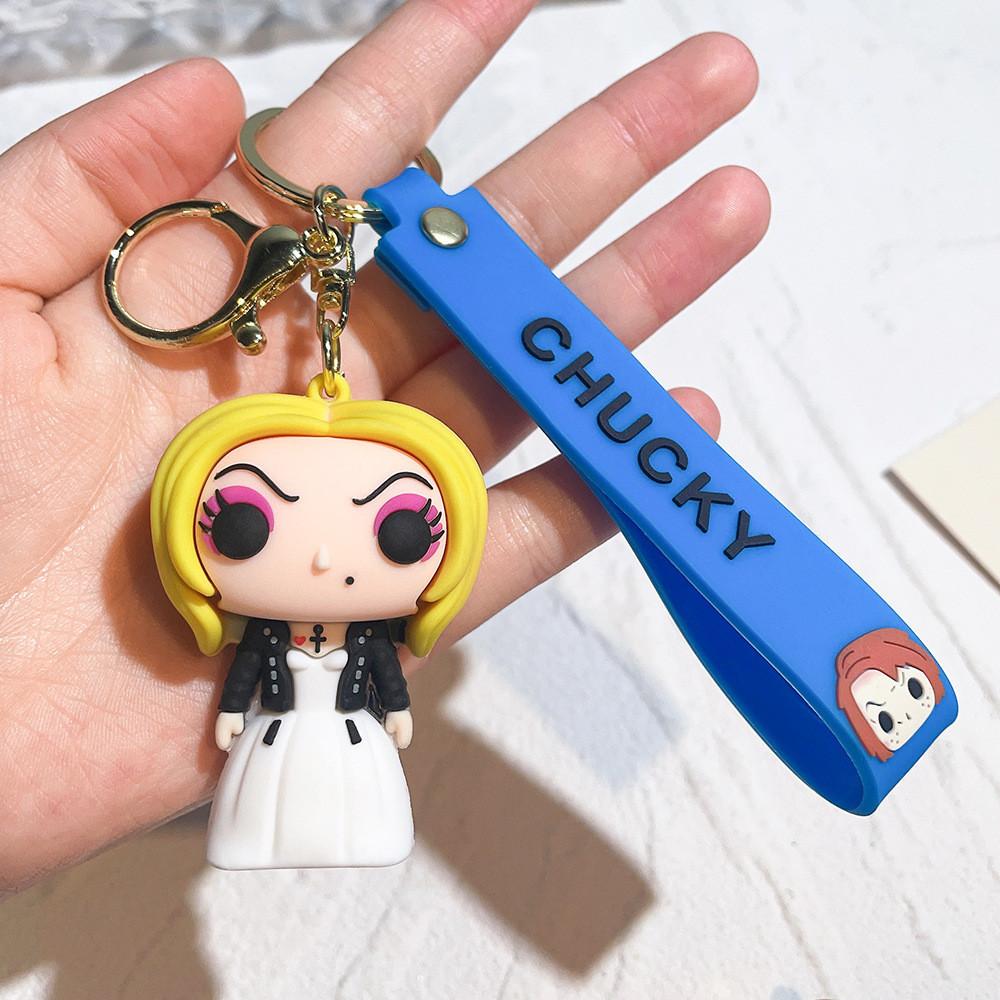 Scary Series Killer Doll Keychain Halloween Themed Silicone Keyring For Birthdays