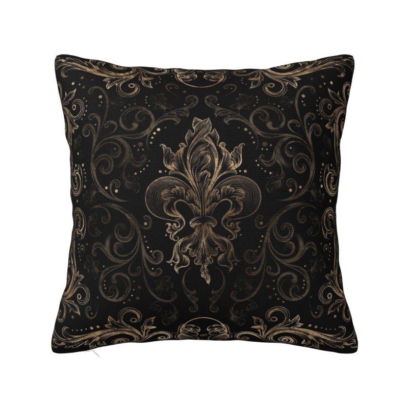 Custom Gold Fleur De Lis Design On A Pink Background Cushion Covers Luxury Sacred Flower Velvet Nordic Throw Pillow Case