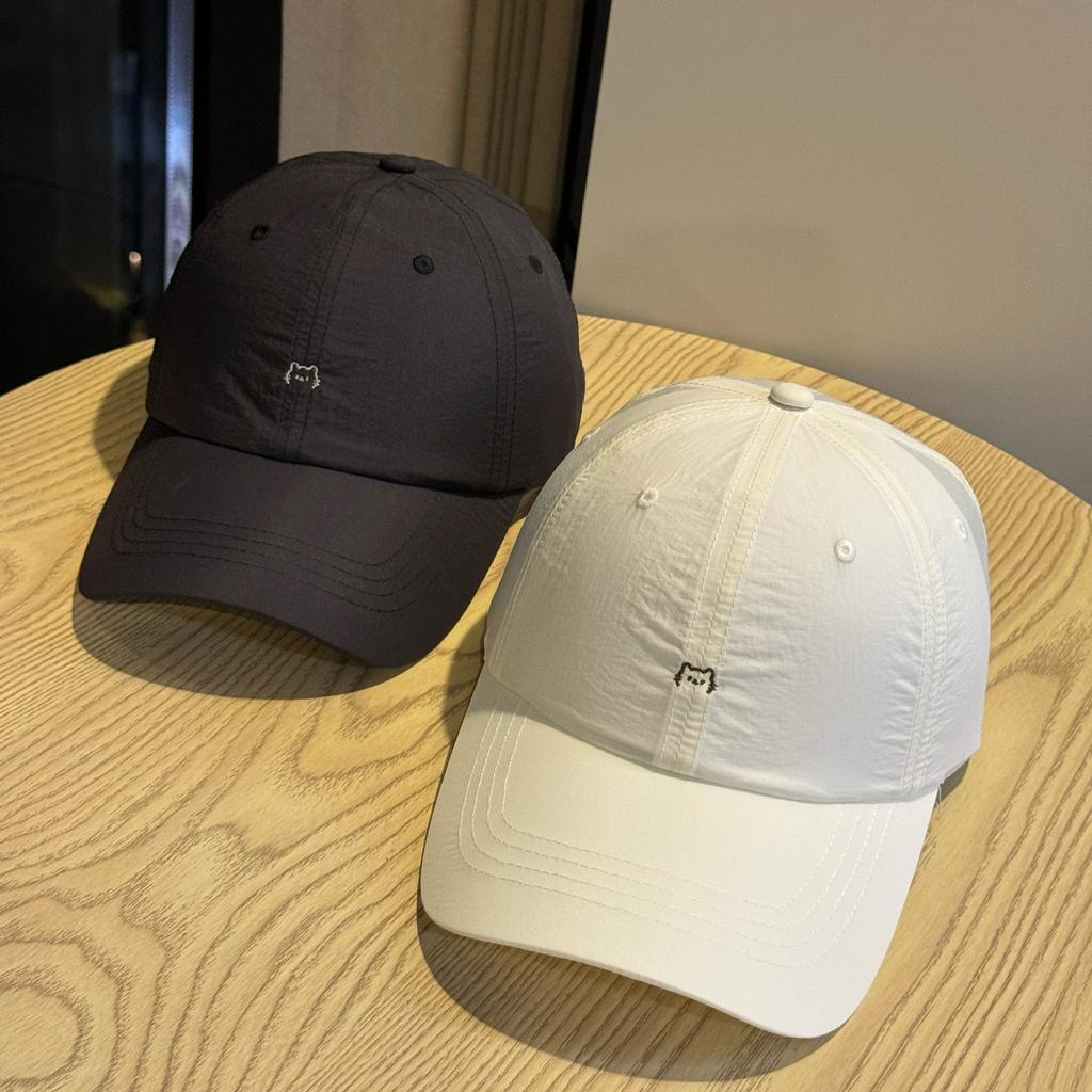 Ins Simple Kitten Embroidery Quick-drying Soft Top Baseball Cap Light and Breathable Outdoor Sports Sun Protection Cap Men and Women