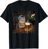 Funny Cat Drinking Beer Hat Graphic Unimpressed Tabby T-Shirt
