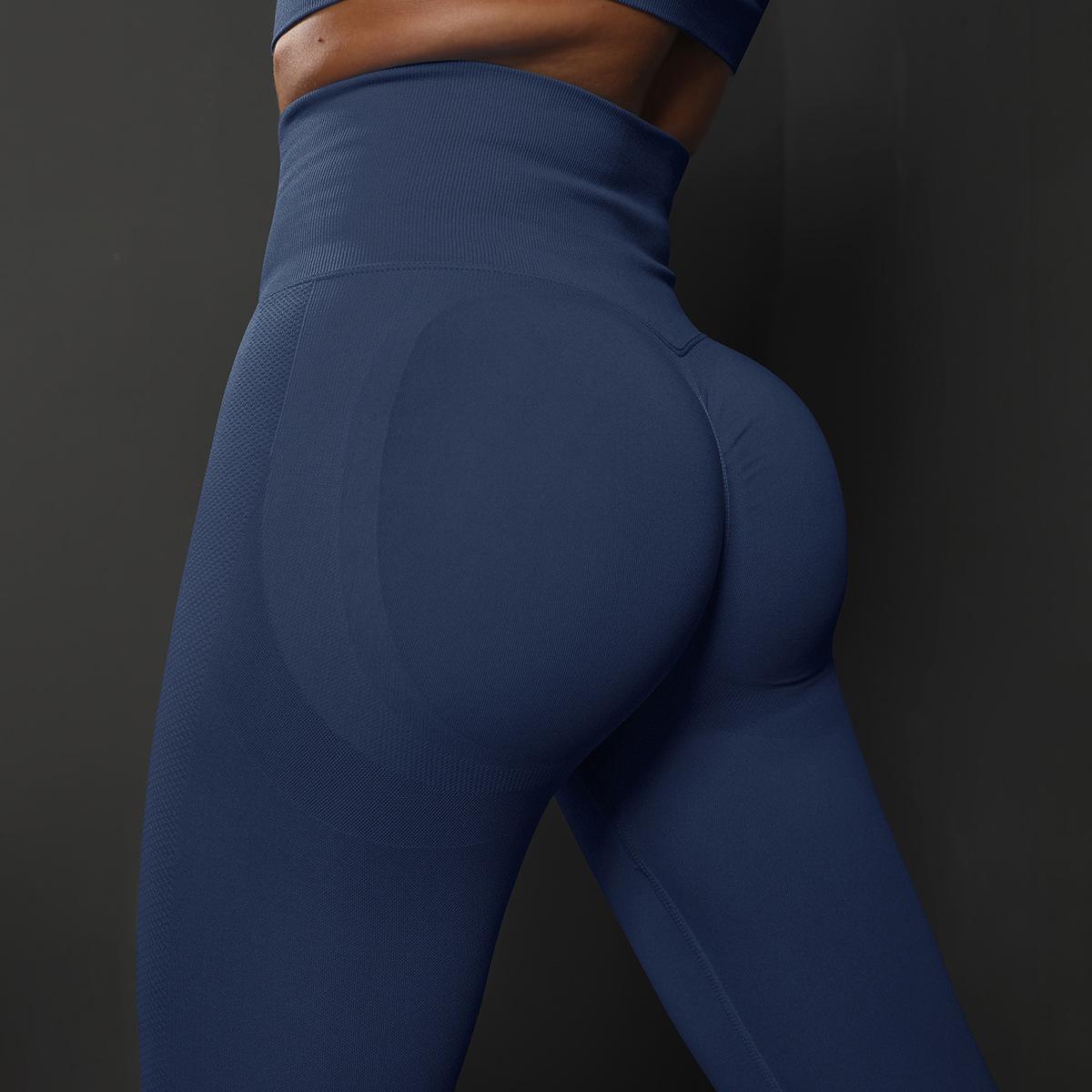 

Женские эластичные брюки с высокой талией персикового цвета для занятий йогой и фитнесом Small