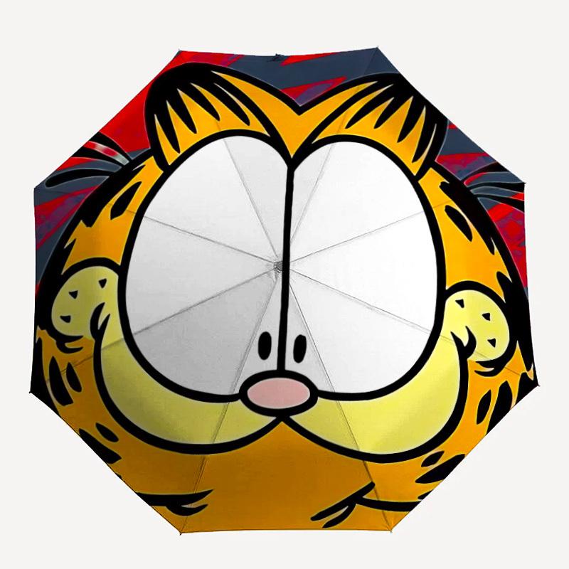 

1pc Garfield Cat Automatic Open/Close Folding Umbrella, Windproof 8-Rib Construction, Lightweight Travel Umbrella for Women/Men 29