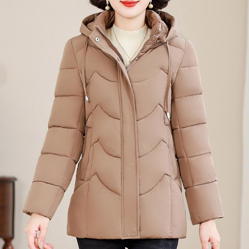 Paltoane de iarnă de mărime Plus XL-6XL pentru femei Parka scurtă cu glugă Elegantă, groasă, călduroasă, îmbrăcăminte exterioară, jachete pentru femei de vârstă mijlocie