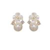 Four-Leaf Clover Alloy Pearl Stud Earrings - Forest-Inspired, Sweet, Literary, and Fashionable Accessories