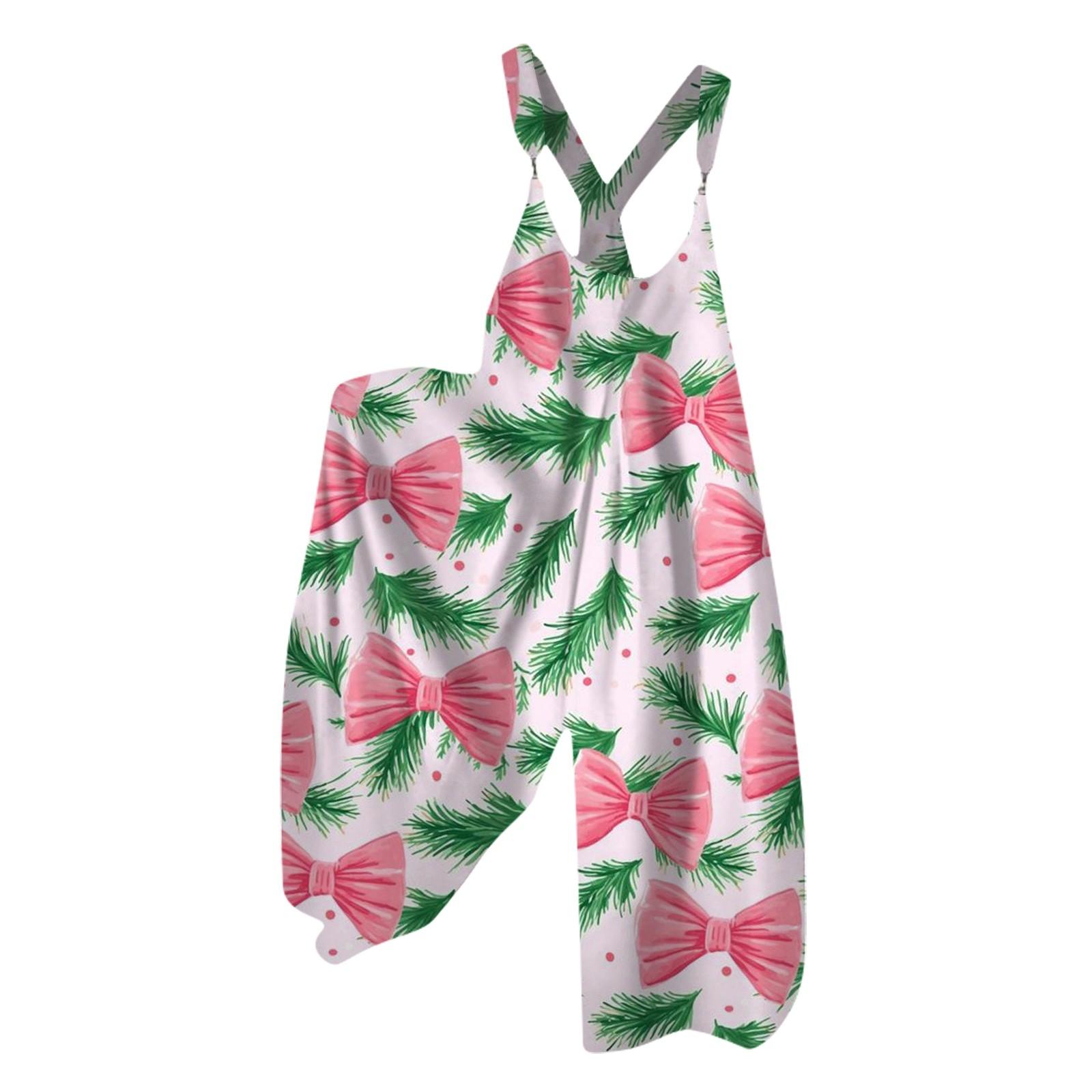 

Женский летний комбинезон с рождественским принтом в винтажном стиле (Нерегулируемые ремни) M