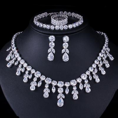 T0139 Ensemble Super Flash Goutte d'Eau Zirconium, Ensemble Quatre Pièces Mariage Dîner