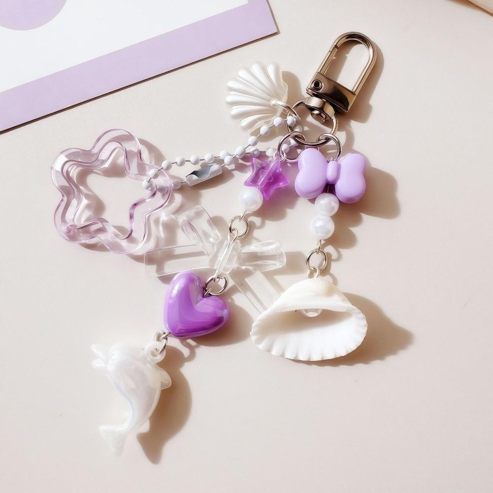 Multi-Charm Ocean Series Keychain Fish-Shaped Bag Charm Cute Starfish Key Ring Vacation