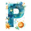 Poster Letter P In Space Poster Letter P In Space, 70X100 Cm, Dark Brown Wooden Frame, 230 Gsm Matte Paper