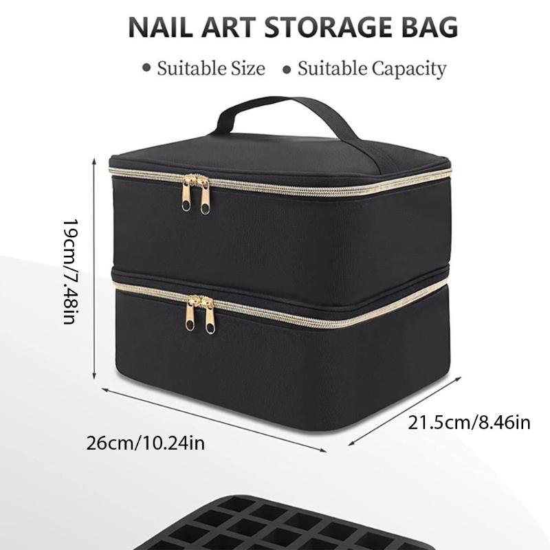 Large Compartment Nails Polish Storage Organizers With EVA Lined Interior Fit Bottles Polish Tool Lamp Travel Case